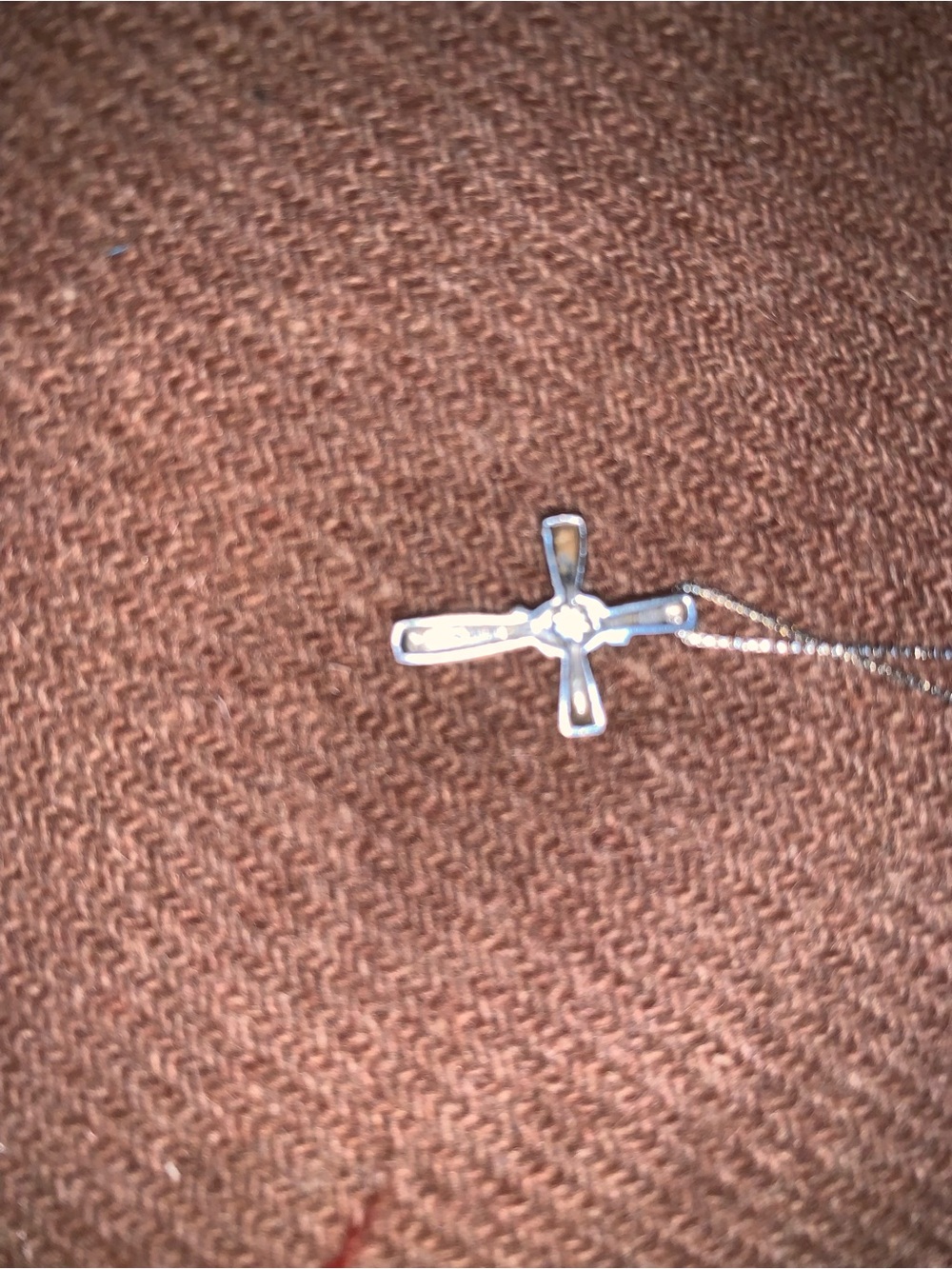 Sirena 14k White Gold Cross Necklace with diamond. - Picture 4 of 7